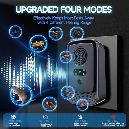 6 Packs Ultrasonic Pest Repeller with 4 Modes ,Control for Roaches, Mice, Spiders, Mosquitoes, Safe for Humans & Pets - Image 2