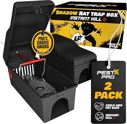 Pest X Pro Shadow Professional Rat Trap Box - 2X, Safe For Kids & Pets, Heavy Duty Rodent Trap Station