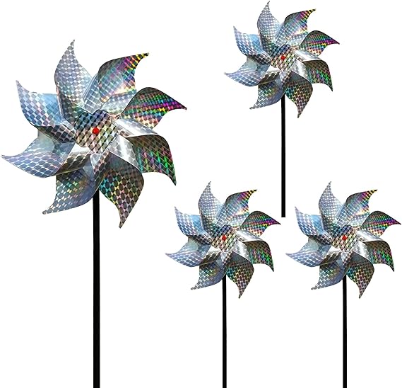 4 Pack Reflective Bird Repellent Windmill