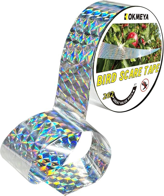 Bird Scare Reflective Tape (262 FT): Double-Sided Flash Ribbon for Gardens & Yards