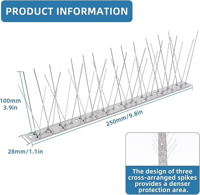 Moyofree Pre-Assembled Stainless Steel Bird Spikes: 2-Meter Coverage for Roofs & Windows - Image 4